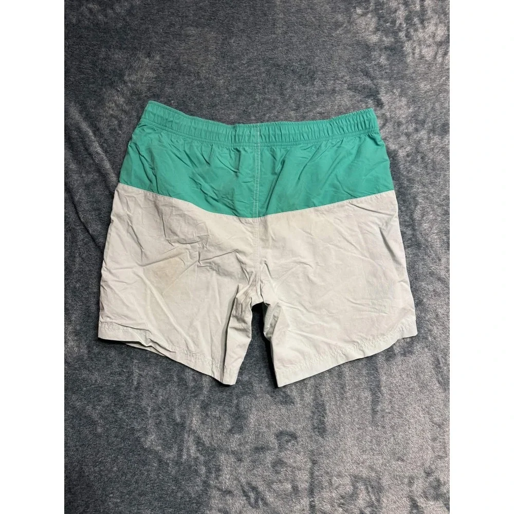 Nautica Mens Swim Trunks Green Grey Colorblock Board Shorts L T18020